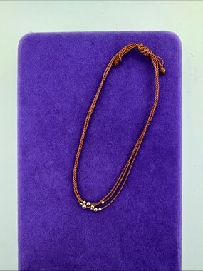 💛 Bluboho 14k Gold Bead Brown Orange Cord Adjustable Bracelet | Designer